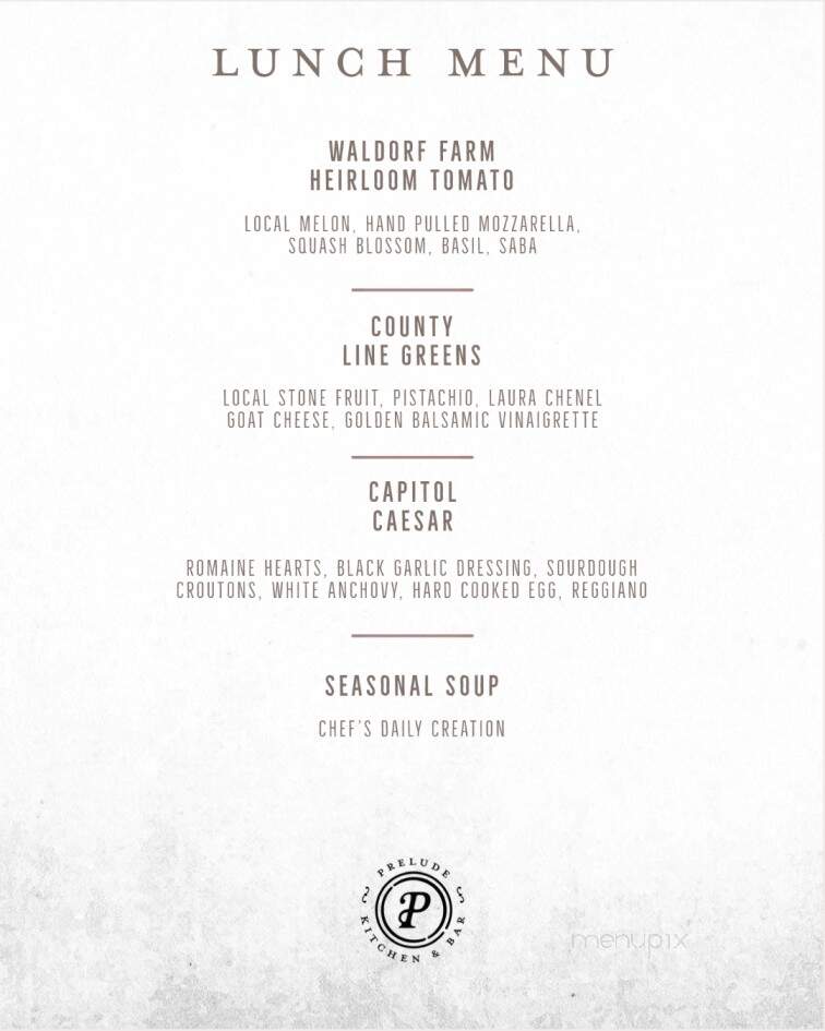 Prelude Kitchen & Bar - Sacramento, CA menu_pic