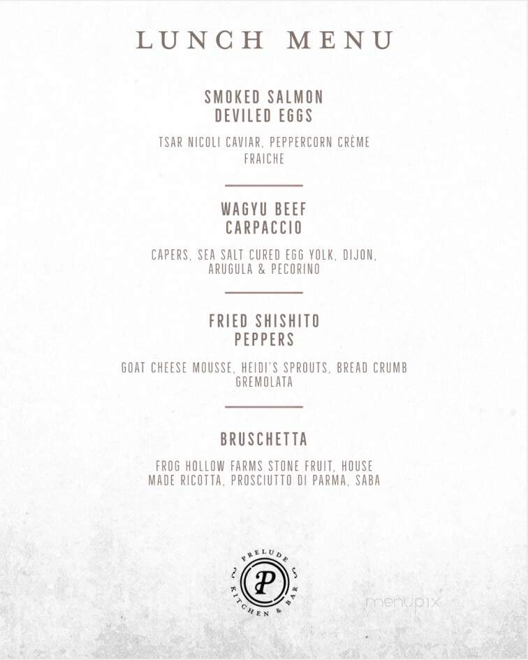 Prelude Kitchen & Bar - Sacramento, CA menu_pic