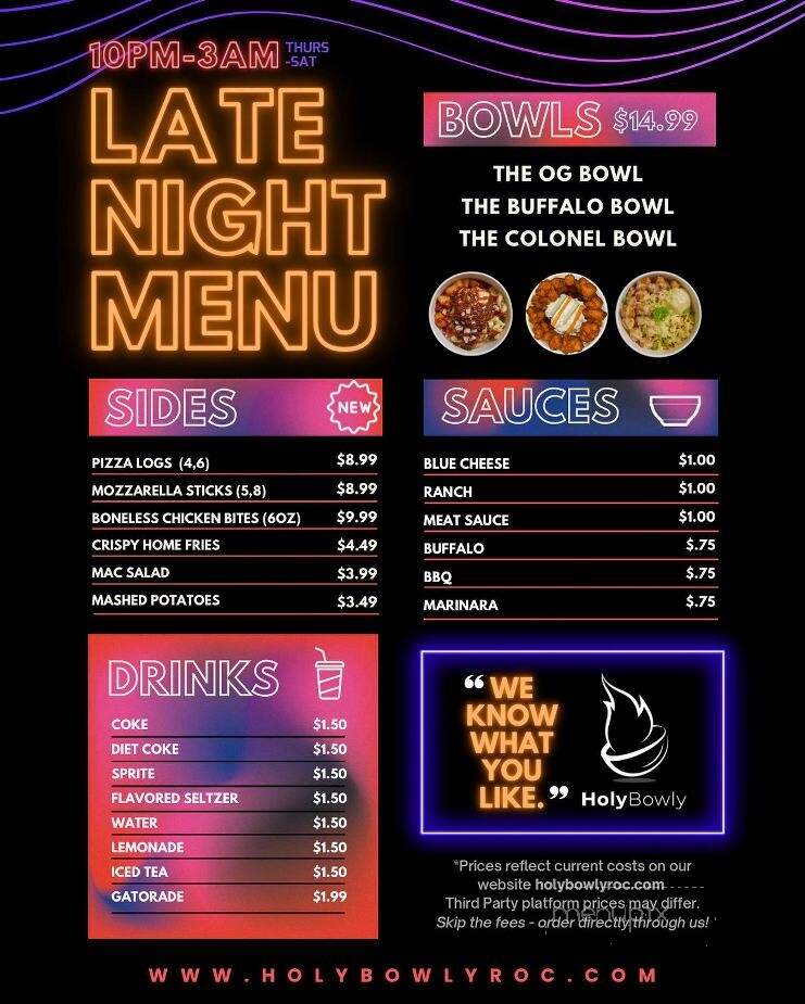 Holy Bowly - Rochester, NY menu_pic