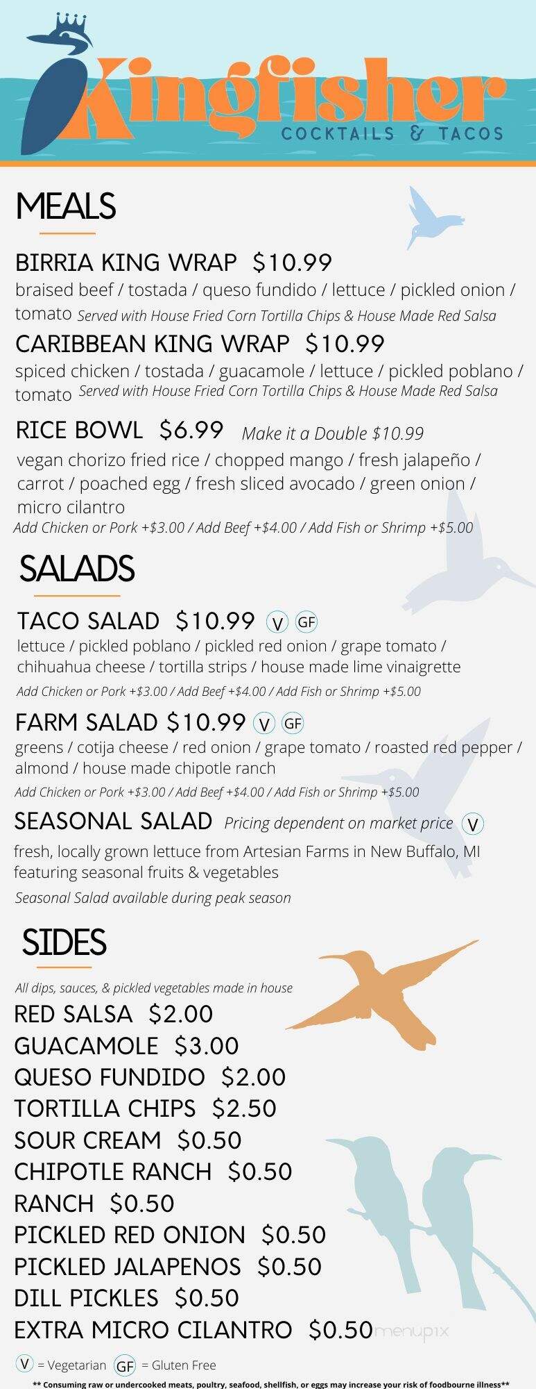 Kingfisher Cocktails & Tacos - St. Joseph, MI menu_pic