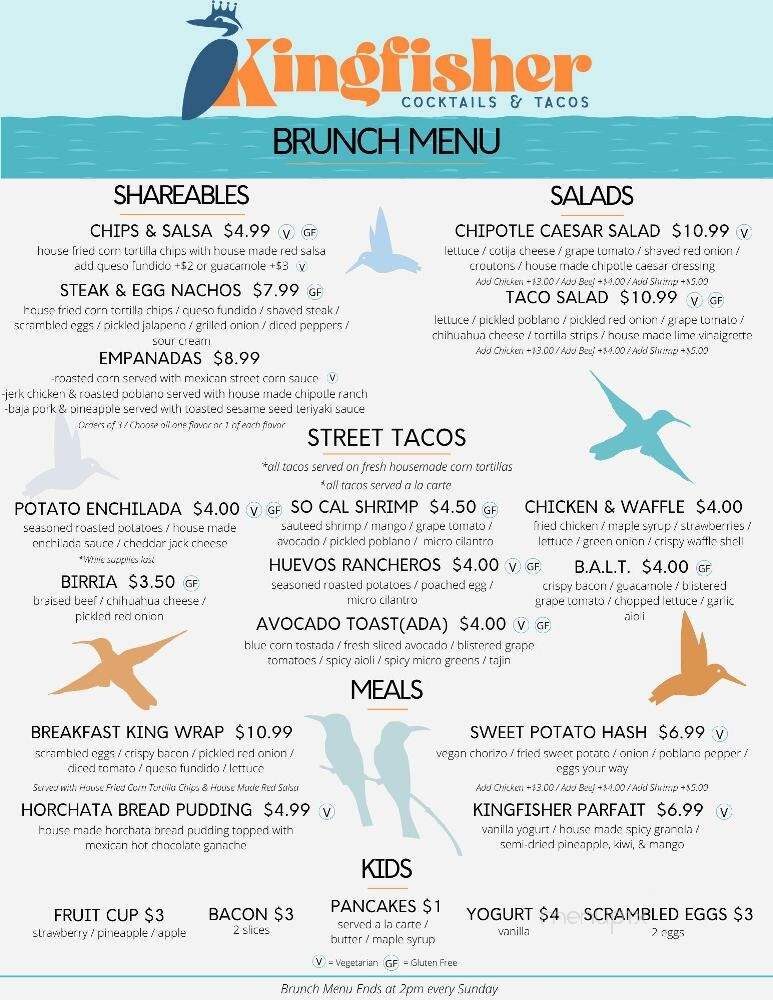 Kingfisher Cocktails & Tacos - St. Joseph, MI menu_pic
