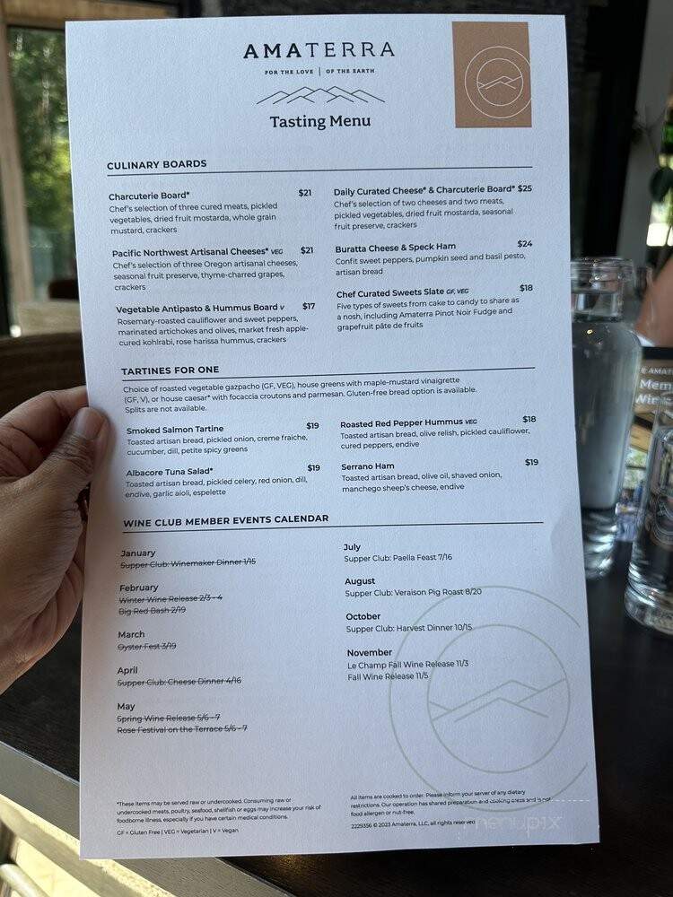 Amaterra Winery - Portland, OR menu_pic