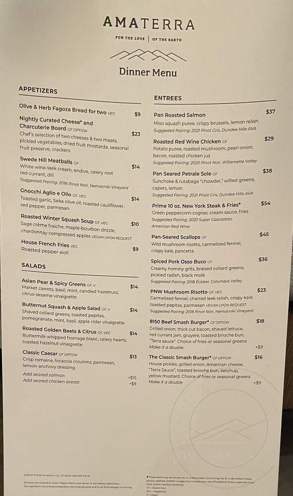 Amaterra Winery - Portland, OR menu_pic