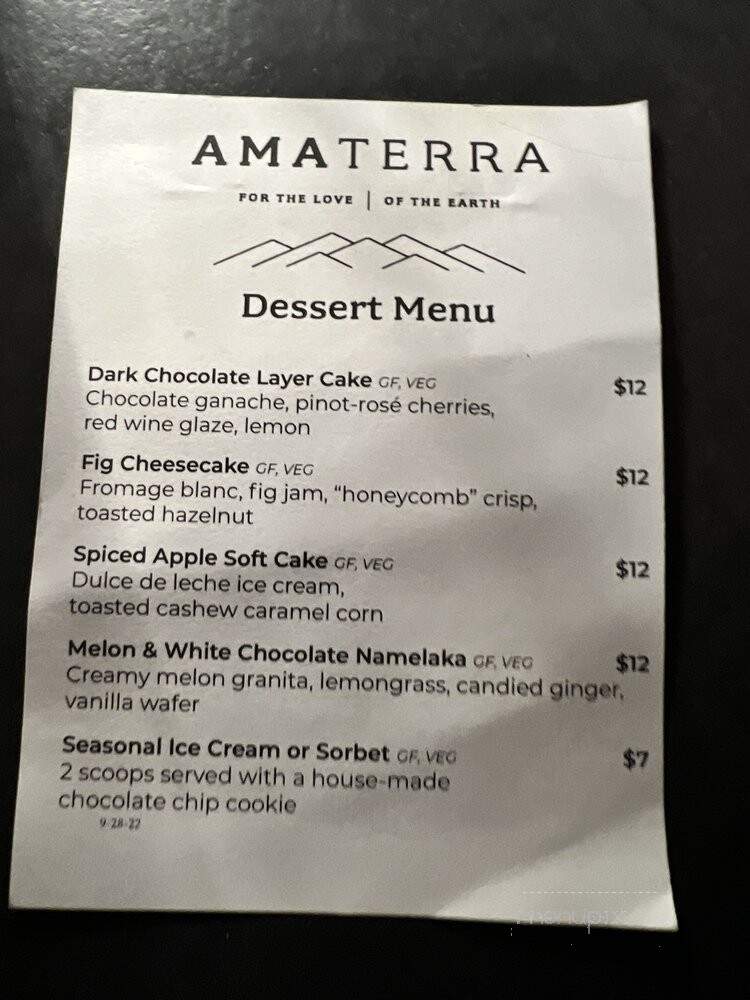 Amaterra Winery - Portland, OR menu_pic