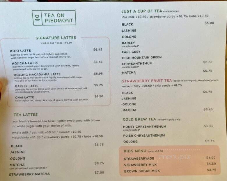 Tea On Piedmont - Oakland, CA menu_pic