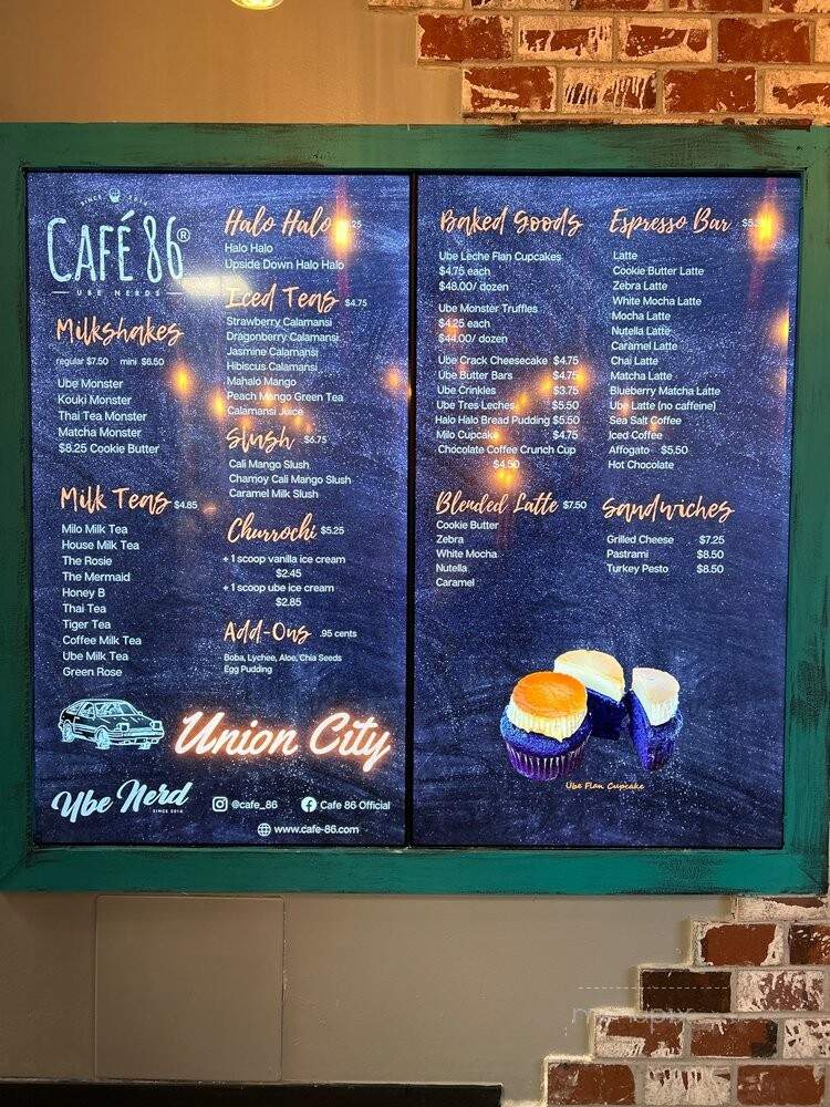 Cafe 86 - Union City, CA menu_pic
