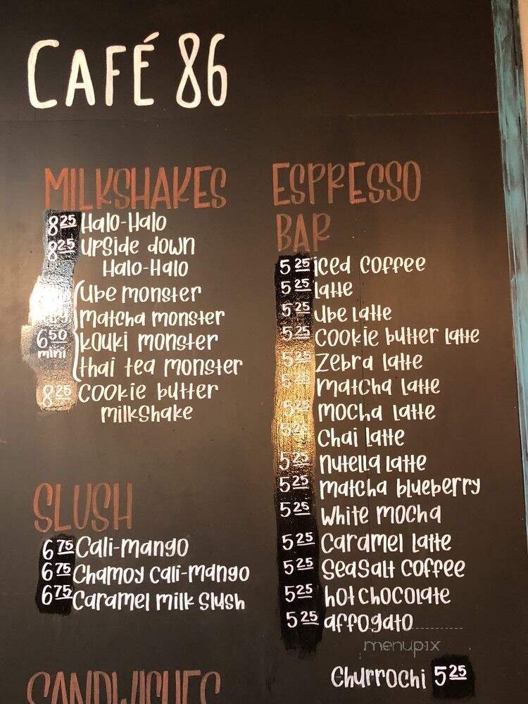 Cafe 86 - Union City, CA menu_pic