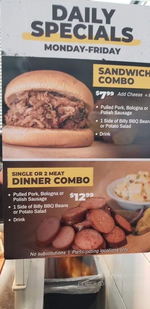 Billy Sims BBQ - Franklin, WI menu_pic