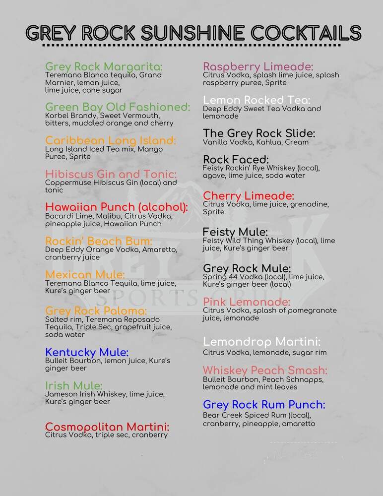 Grey Rock Sports Grill - Fort Collins, CO menu_pic