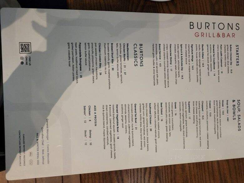 Burton's Grill & Bar - Gaithersburg, MD menu_pic