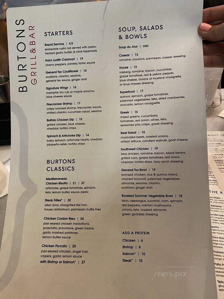 Burton's Grill & Bar - Gaithersburg, MD menu_pic