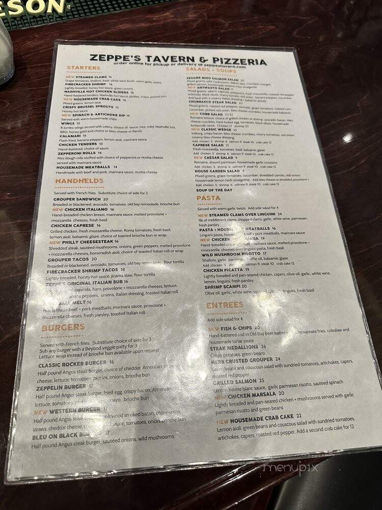 Zeppe's Tavern & Pizzeria - Naples, FL menu_pic