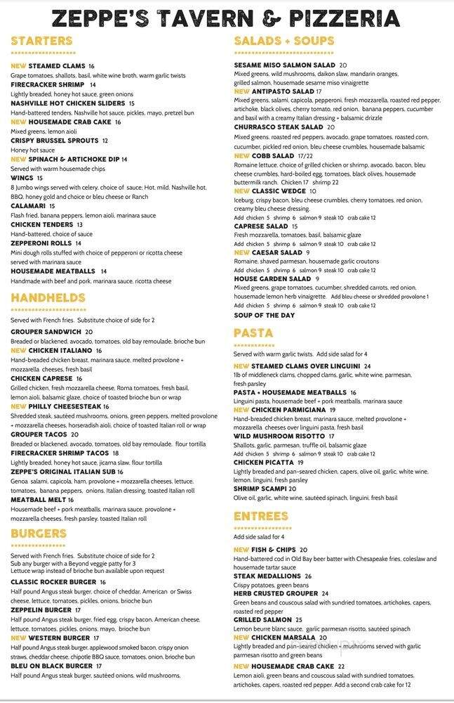 Zeppe's Tavern & Pizzeria - Naples, FL menu_pic