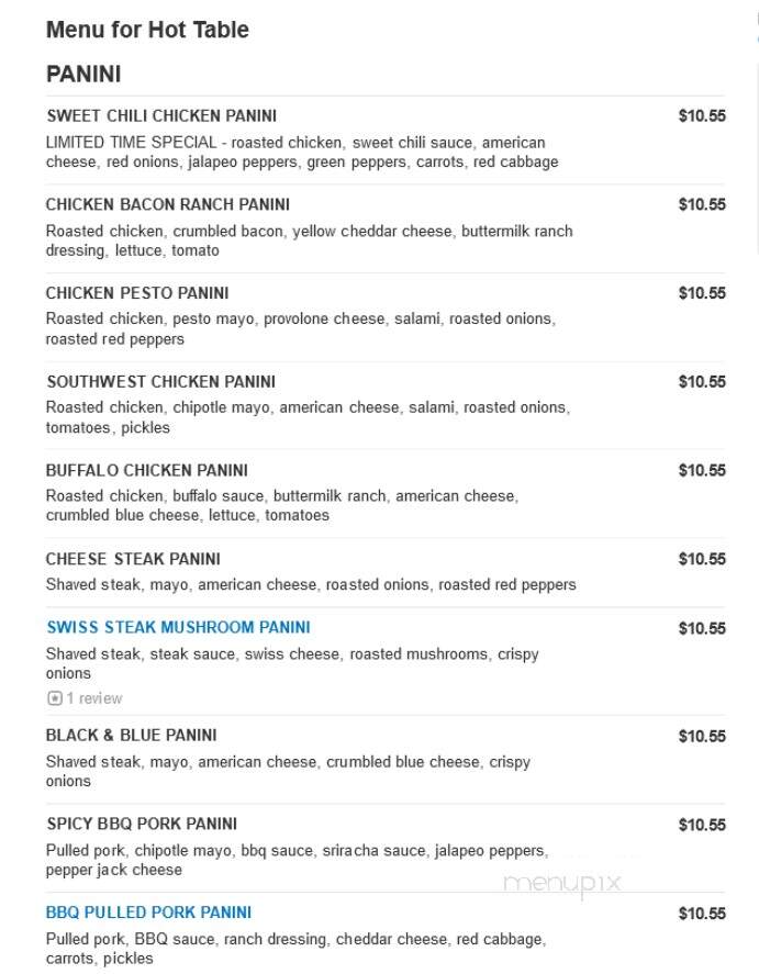 Hot Table - Westfield, MA menu_pic
