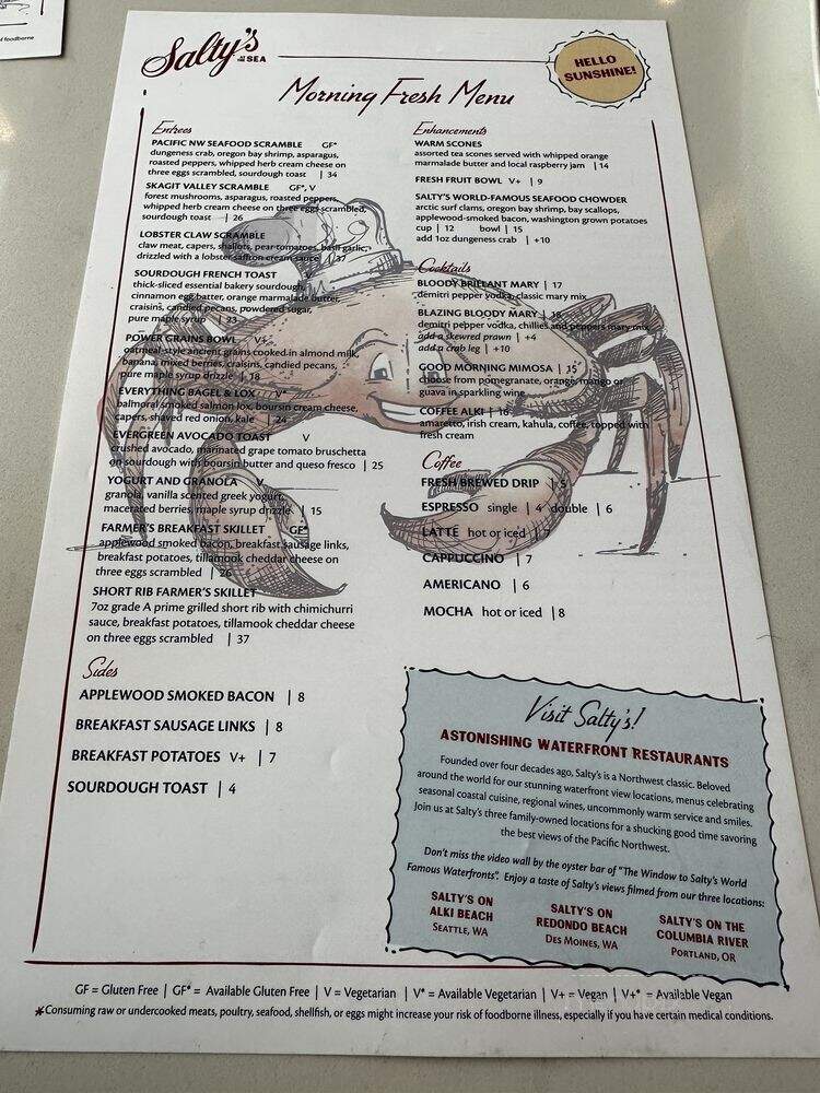 Salty's at the SEA - Seattle, WA menu_pic
