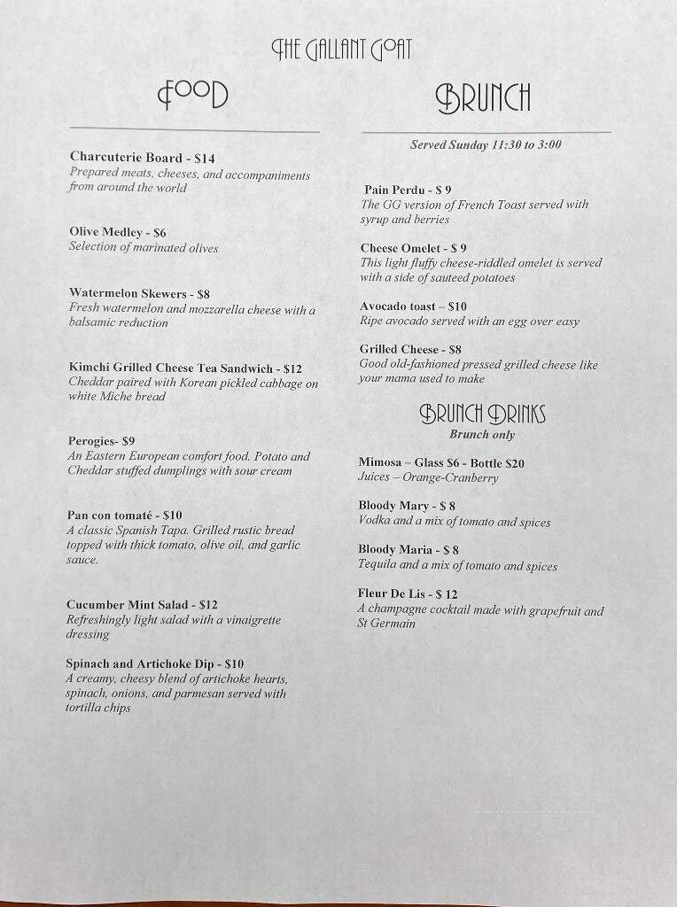 The Gallant Goat - Dalton, GA menu_pic