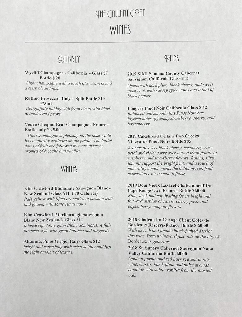 The Gallant Goat - Dalton, GA menu_pic