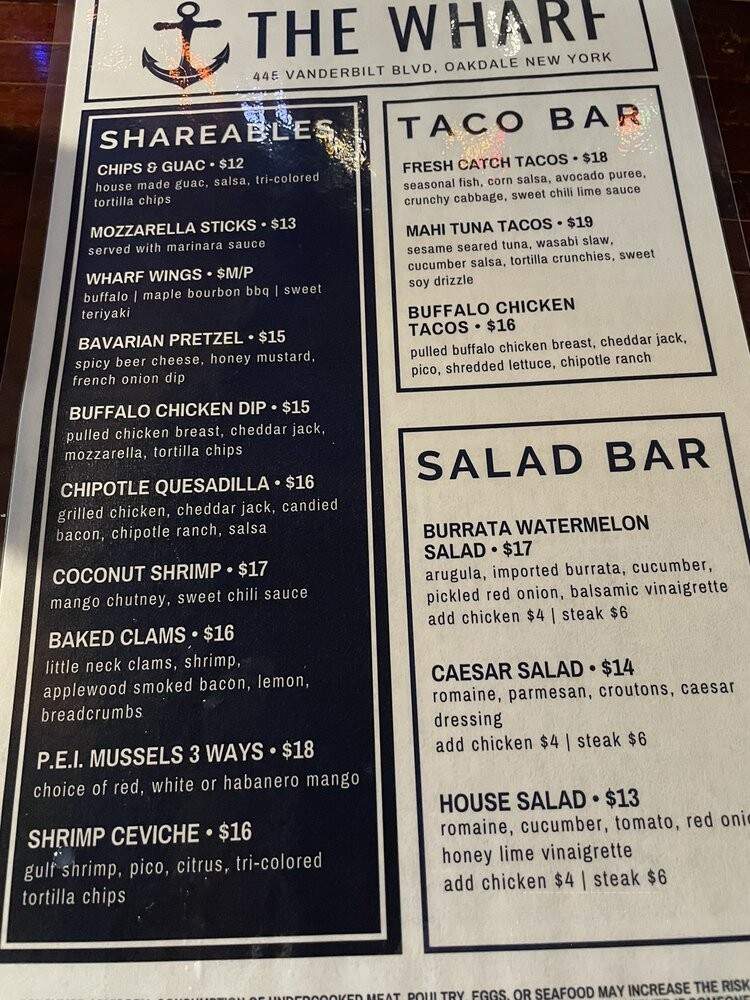 Vanderbilt's Wharf - Oakdale, NY menu_pic