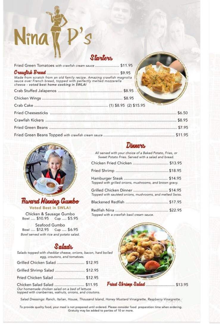 Nina-P's Cafe - Lake Charles, LA menu_pic
