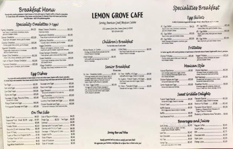 Lemon Grove Cafe - Lemon Grove, CA menu_pic