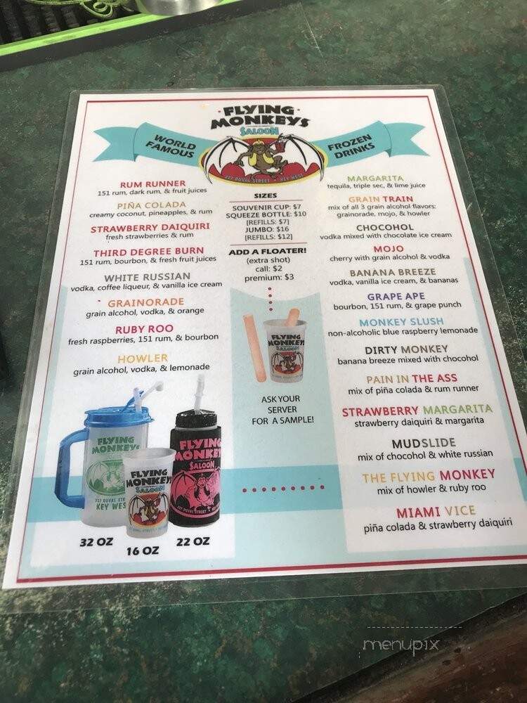 The Flying Monkey - Key West, FL menu_pic