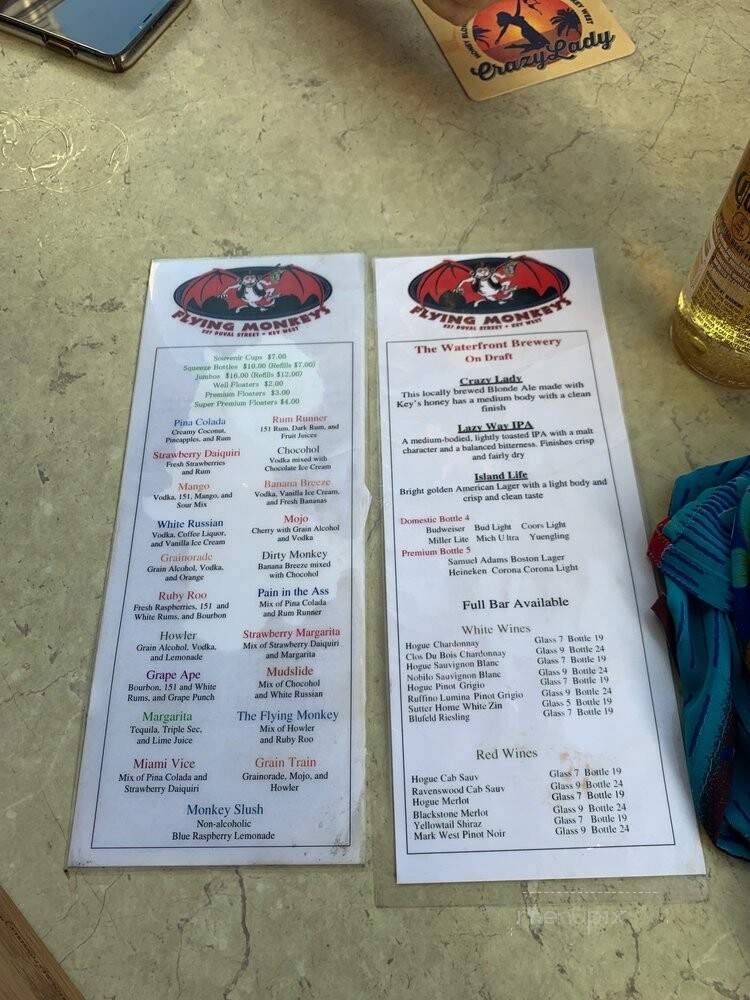 The Flying Monkey - Key West, FL menu_pic