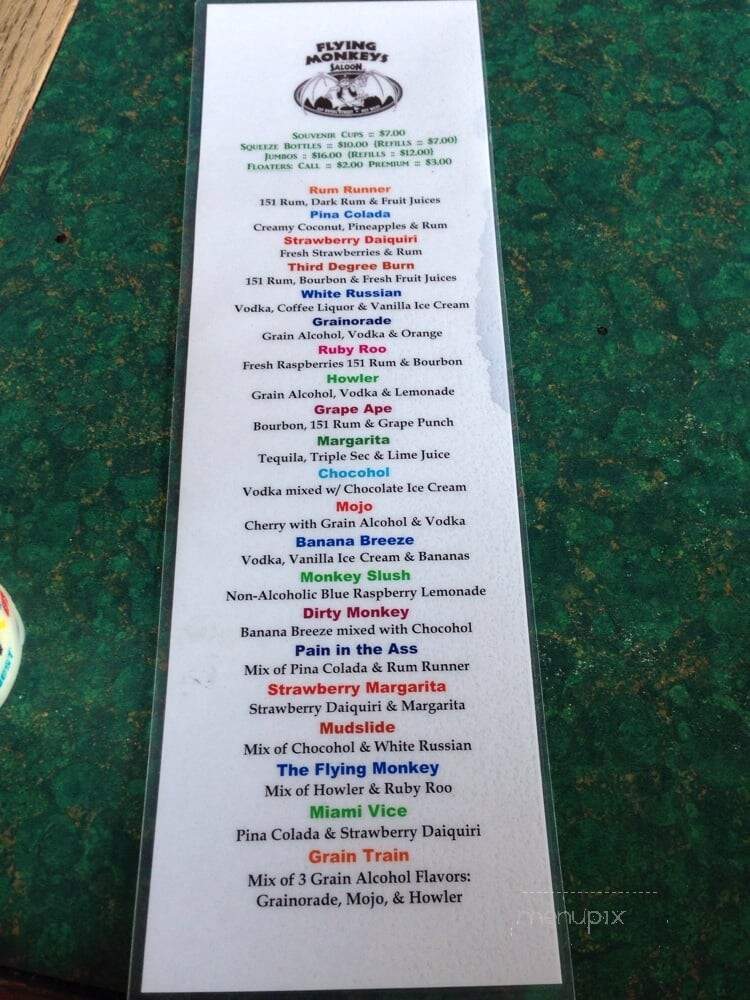 The Flying Monkey - Key West, FL menu_pic