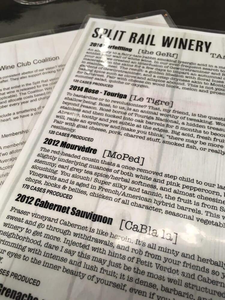 Split Rail Winery - Garden City, ID menu_pic