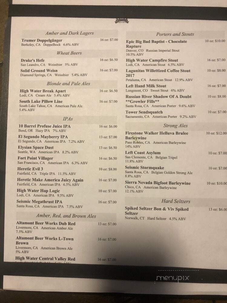 Porters House of Draft - Roseville, CA menu_pic
