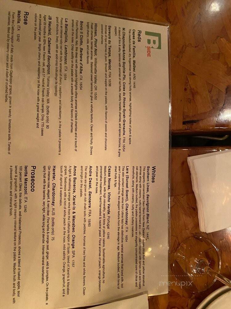 B Side Pizza & Wine Bar - New York, NY menu_pic