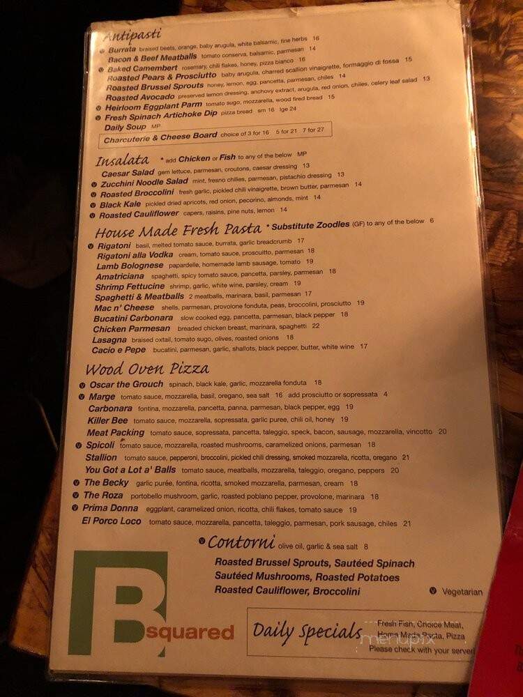 B Side Pizza & Wine Bar - New York, NY menu_pic