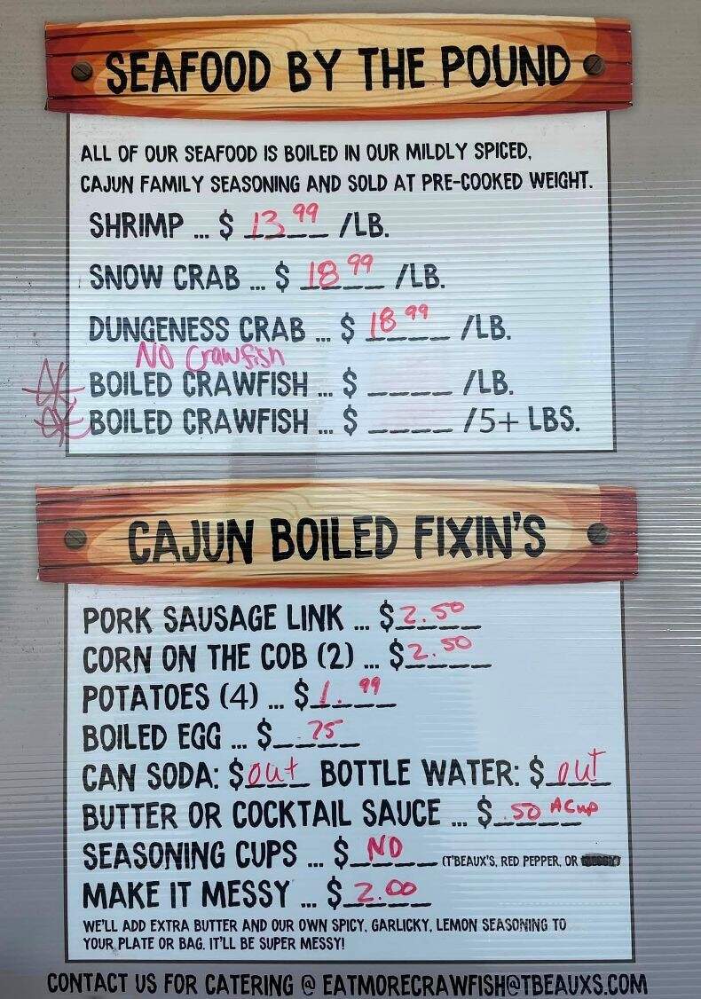 T'Beaux's Crawfish & Catering - Clinton, MS menu_pic