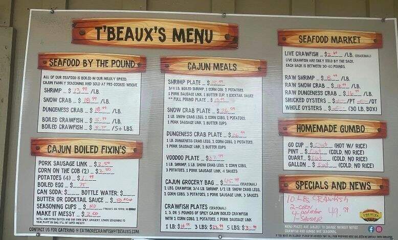 T'Beaux's Crawfish & Catering - Clinton, MS menu_pic