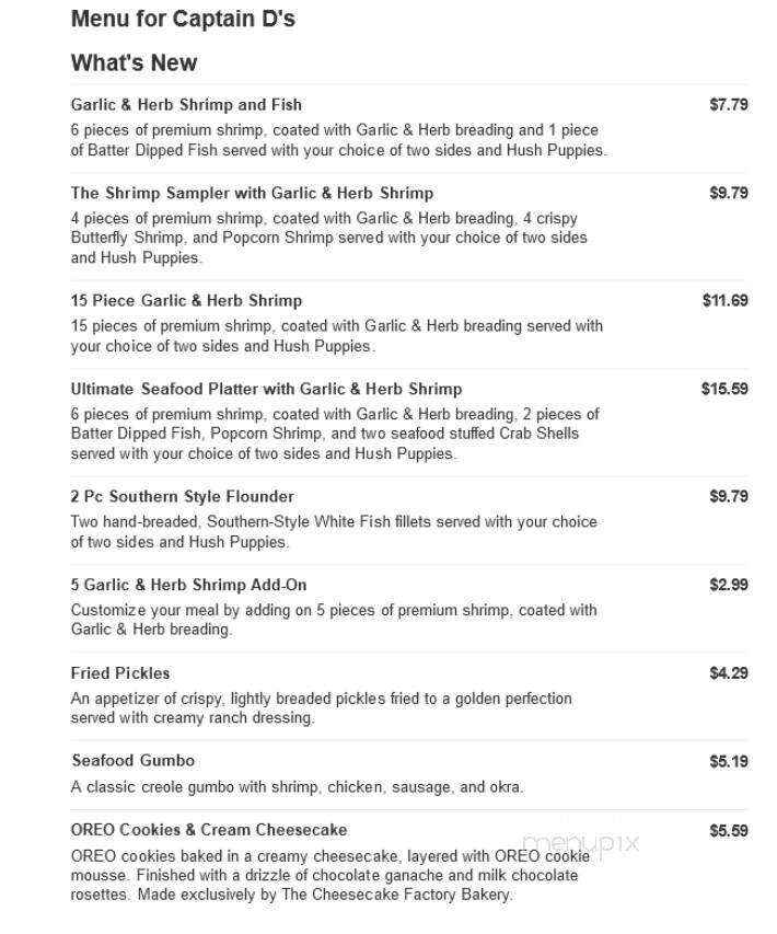 Captain D's Seafood - Marietta, OH menu_pic