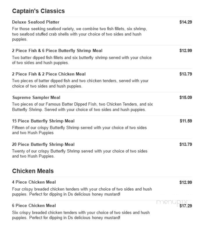 Captain D's Seafood - Marietta, OH menu_pic