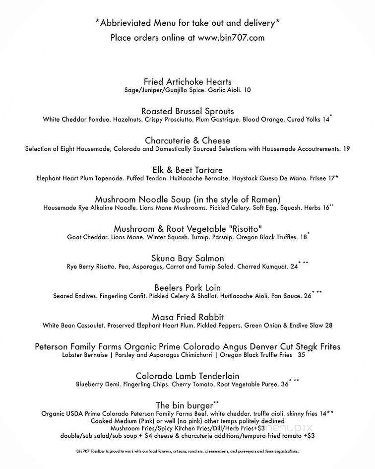 Bin 707 Foodbar - Grand Junction, CO menu_pic