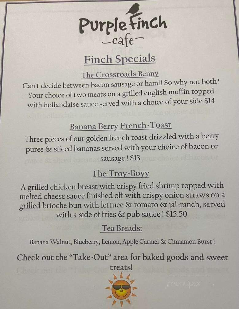 Purple Finch Cafe - Bedford, NH menu_pic
