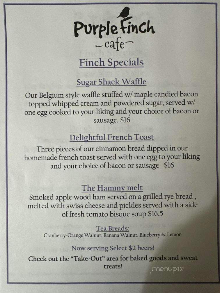 Purple Finch Cafe - Bedford, NH menu_pic