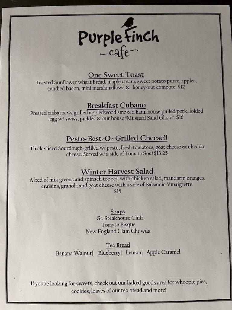 Purple Finch Cafe - Bedford, NH menu_pic