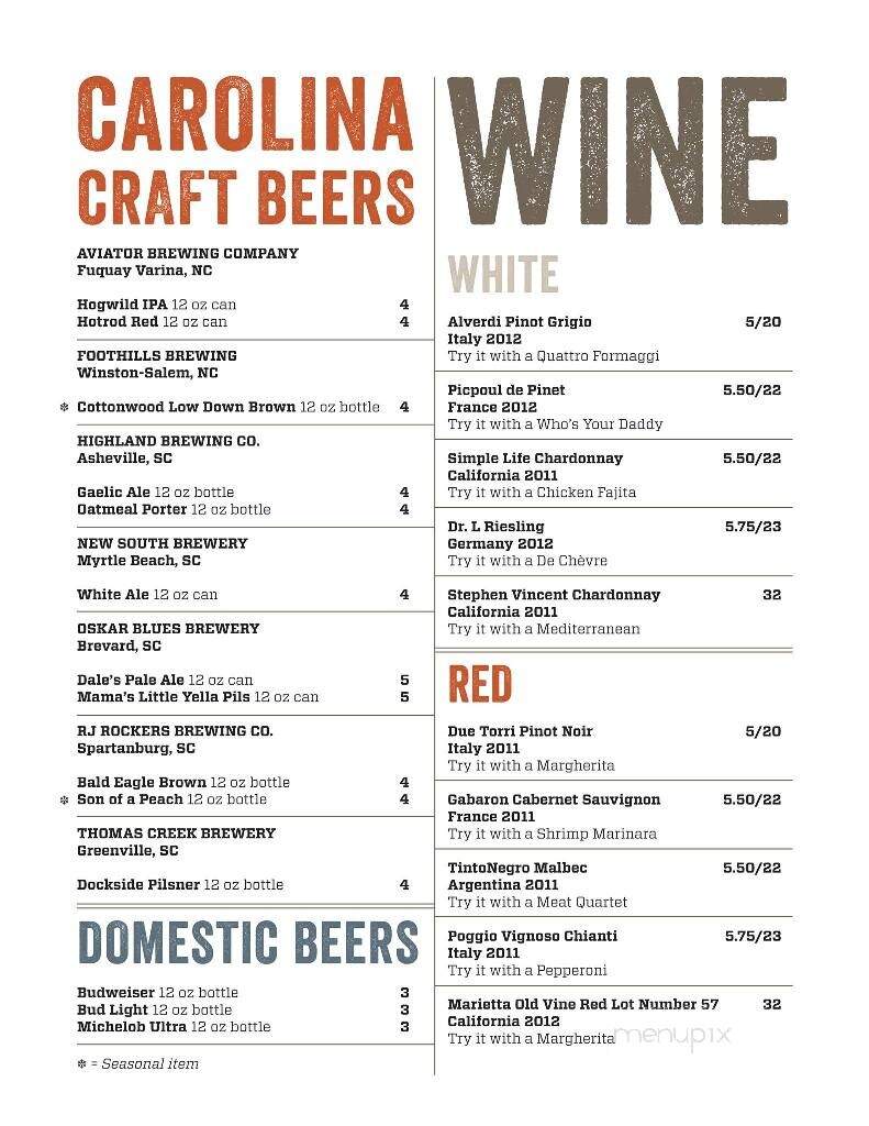Rebel Pie - Florence, SC menu_pic