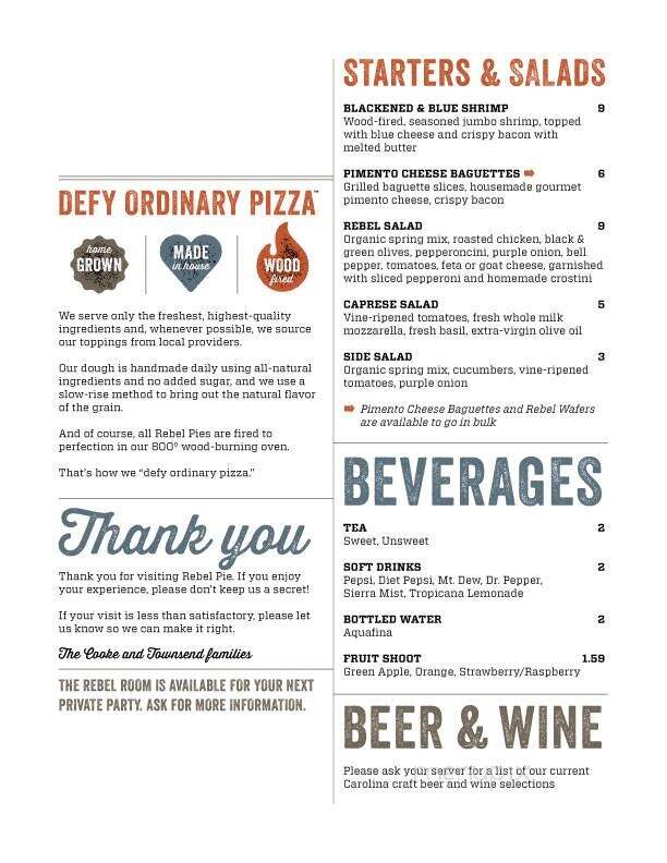 Rebel Pie - Florence, SC menu_pic