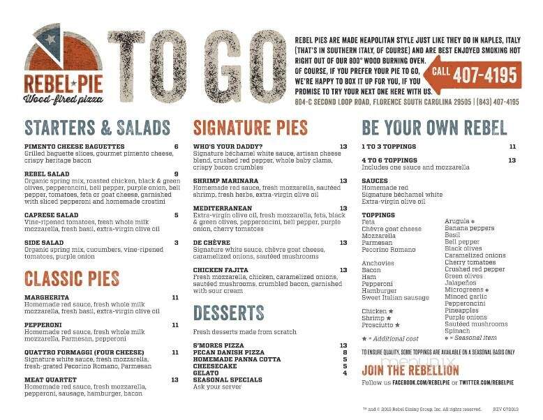 Rebel Pie - Florence, SC menu_pic