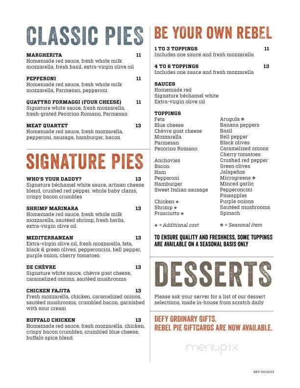 Rebel Pie - Florence, SC menu_pic