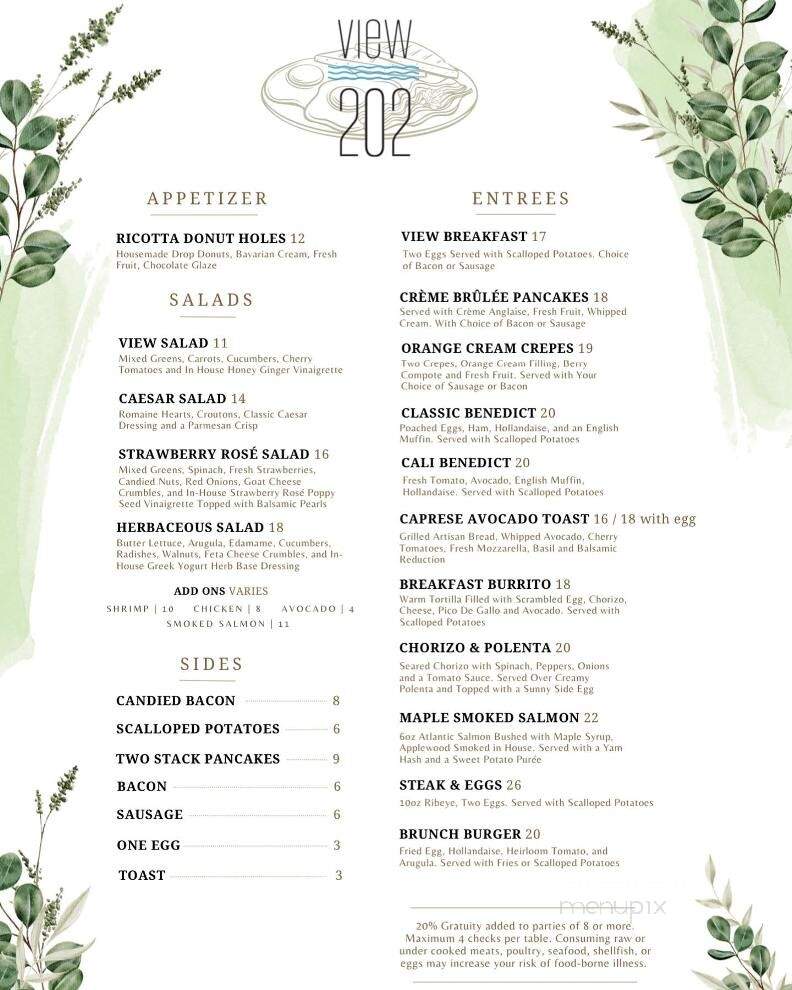 View 202 - Redding, CA menu_pic