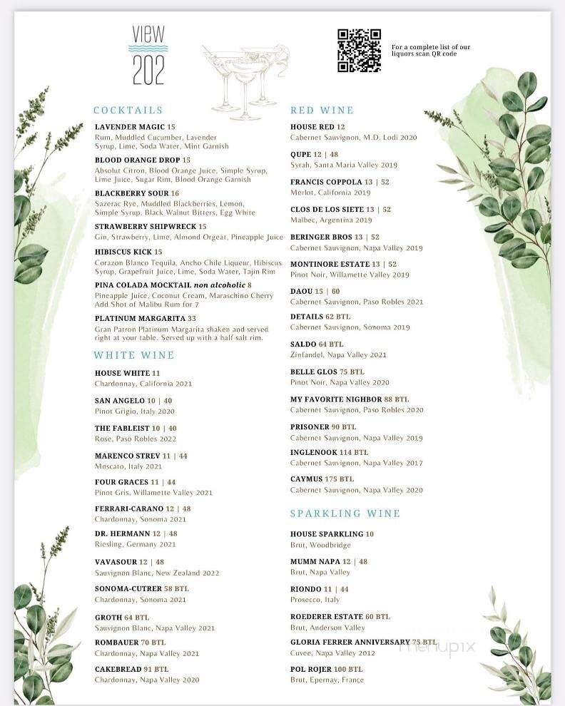 View 202 - Redding, CA menu_pic