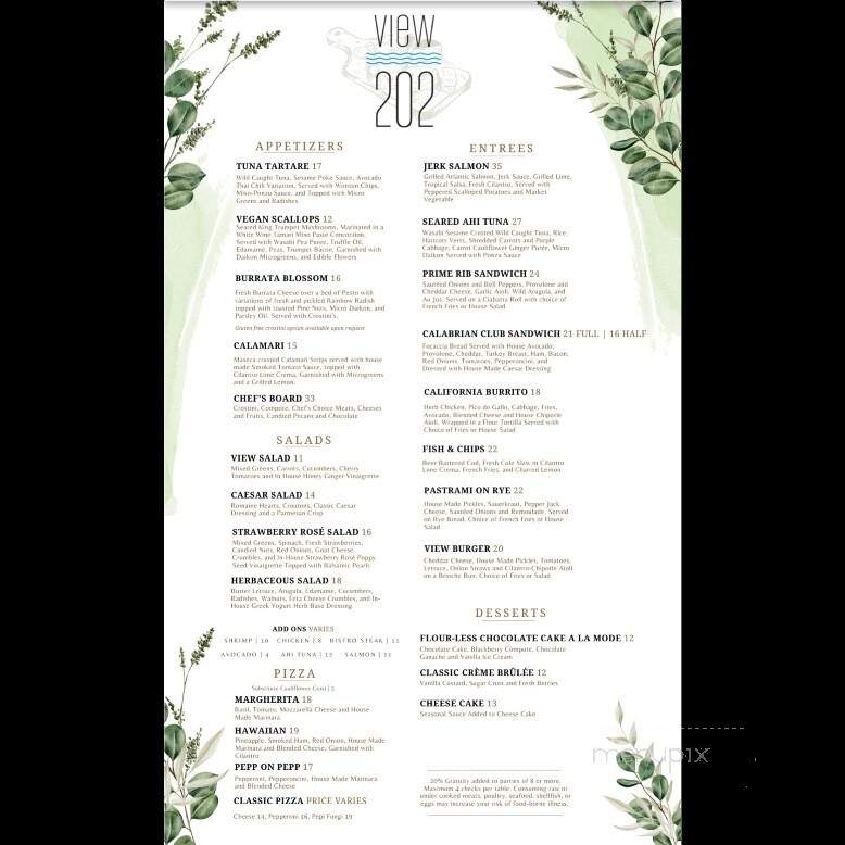 View 202 - Redding, CA menu_pic
