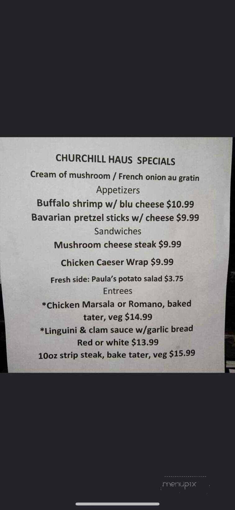 Churchill Haus - Turtle Creek, PA menu_pic