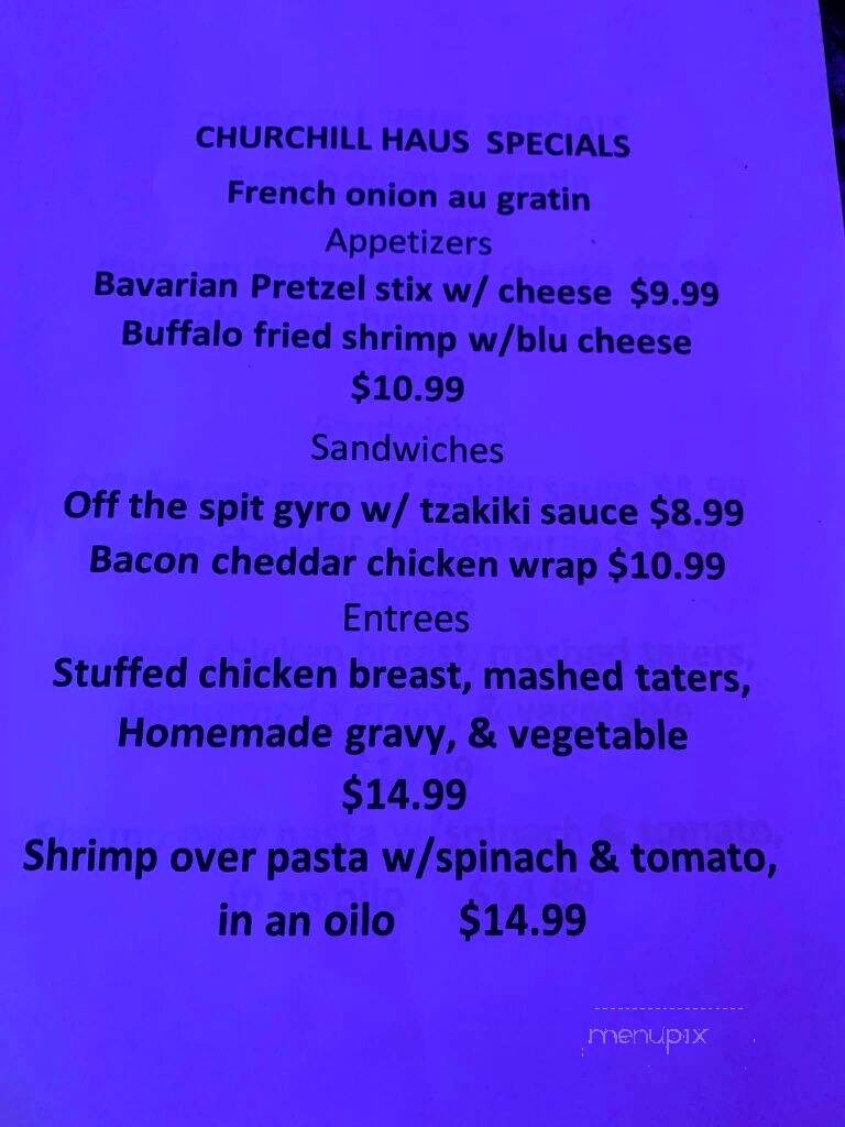 Churchill Haus - Turtle Creek, PA menu_pic