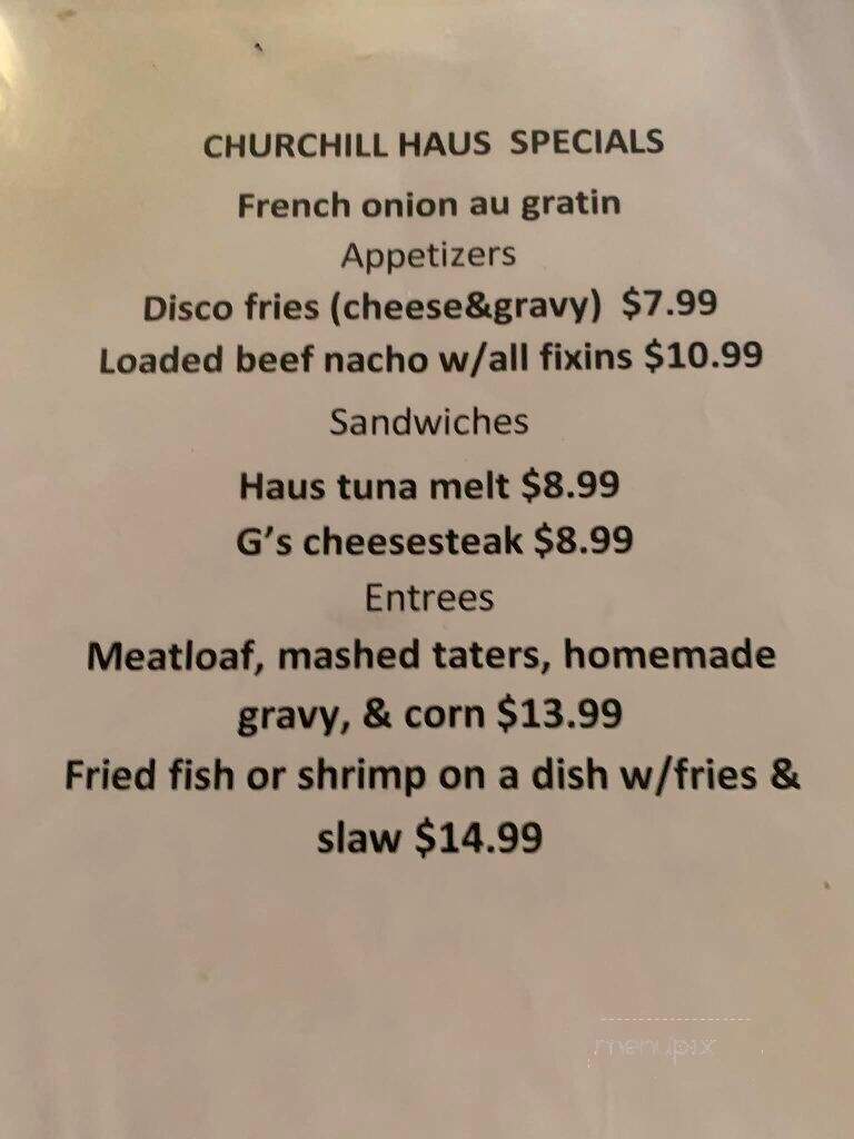 Churchill Haus - Turtle Creek, PA menu_pic