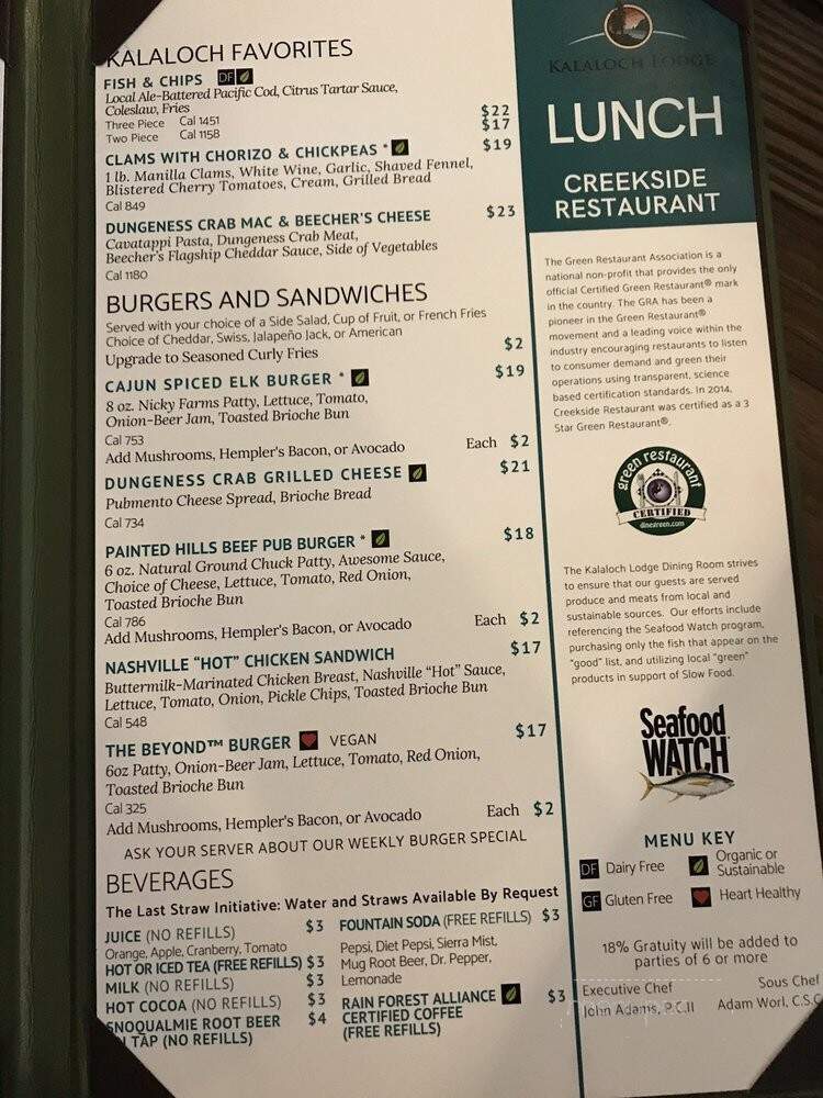 Creekside Restaurant - Forks, WA menu_pic